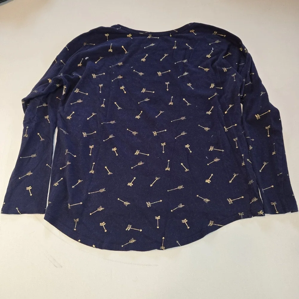 Old Navy Dark Blue Long Sleeve Top with Gold Arrows Print Size Girls Youth 14 XL